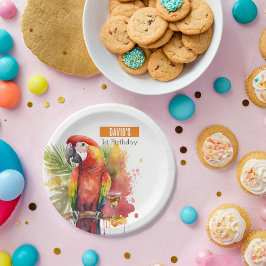 Prato De Papel Summer vibes Papagaio - Festa de aniversário -