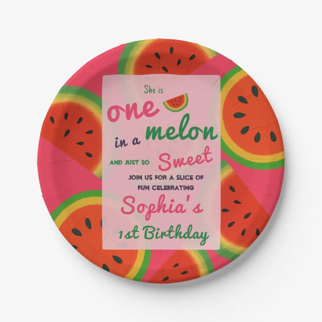 Prato De Papel Summer Vibes Watermelon Party Convidam (Frente)