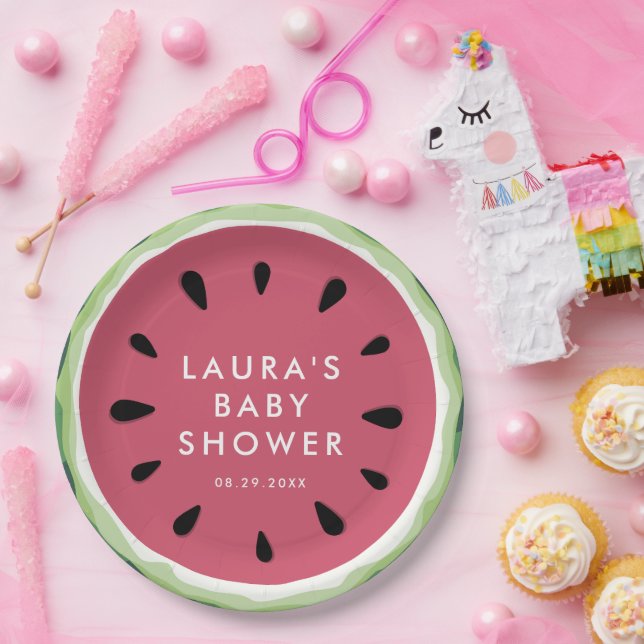 Prato De Papel Summer Watermelon Sweet Little Chá de fraldas (Festa)
