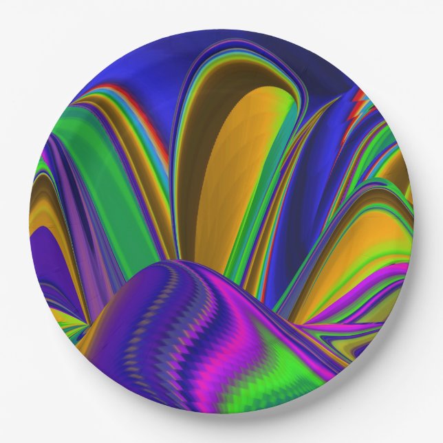 Prato De Papel Summerrainbow, Abstrato 3D Rainbowart (Frente)