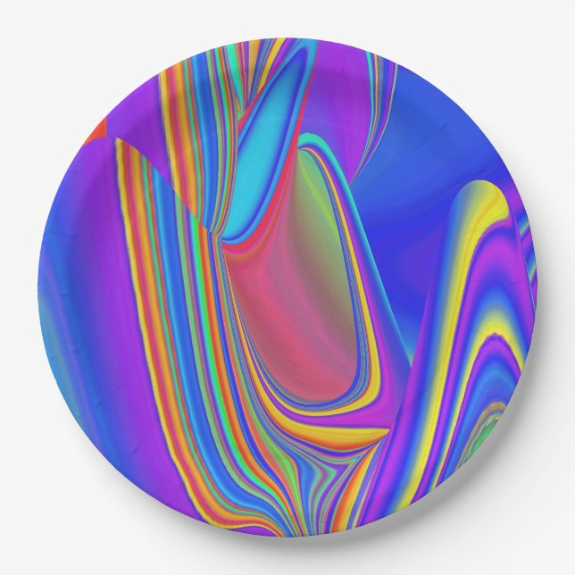 Prato De Papel Summersense, Abstrato 3D Rainbowart (Frente)