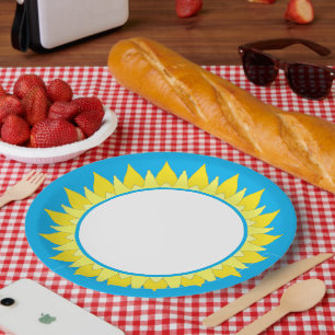 Prato De Papel Sun Sun Sun Light Blue Paper Placa