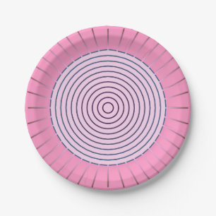 Prato De Papel Sunburst geométrico moderno - máscaras do rosa