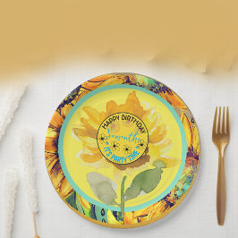 Prato De Papel Sunflower Birday Girl Yellow