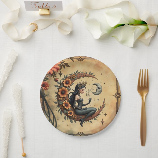 Prato De Papel Sunflower Crescent Queen  (Casamento)