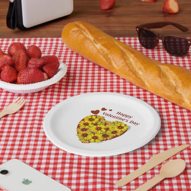 Prato De Papel Sunflower Heart Paper Plate (Piquenique)