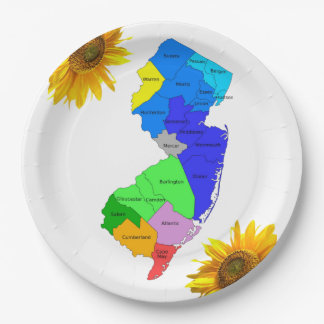 Prato De Papel Sunflower New Jersey Counties Paper Plates