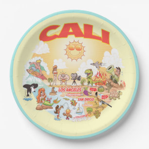 Prato De Papel Sunny CALI California Beach Plate