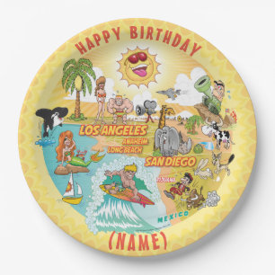 Prato De Papel Sunny California Beach Birthday Plate