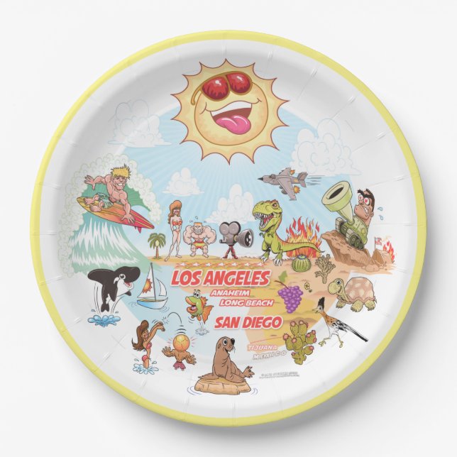 Prato De Papel Sunny California Beach Plate (Frente)