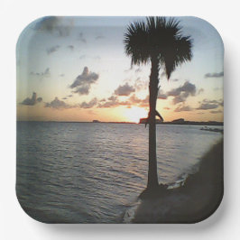 Prato De Papel Sunset Na Praia