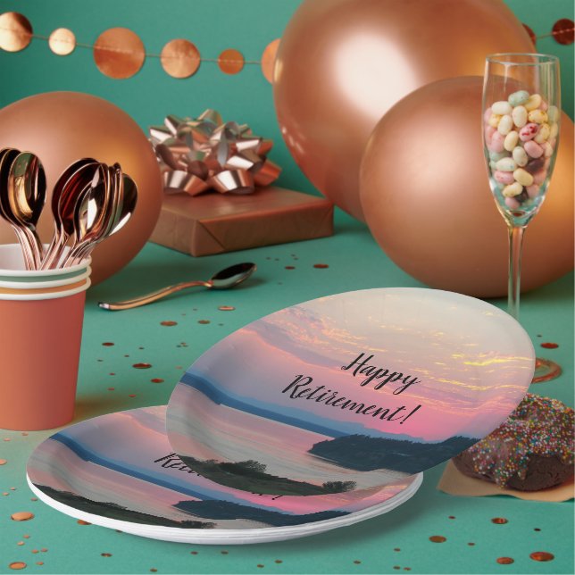 Prato De Papel Sunset Pink Seascape de Reforma Feliz (Múltiplo)