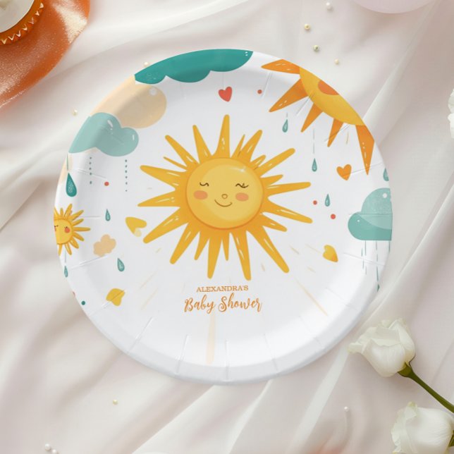 Prato De Papel Sunshine Boho Sun Neutro em Gênero (Criador carregado)