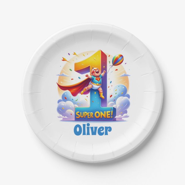 Prato De Papel Super 'Um' - [Nome] Ano Heroico (Frente)