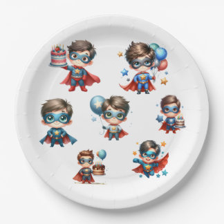 Prato De Papel Superhero Paper Plate Boy Birthday Party Tableware
