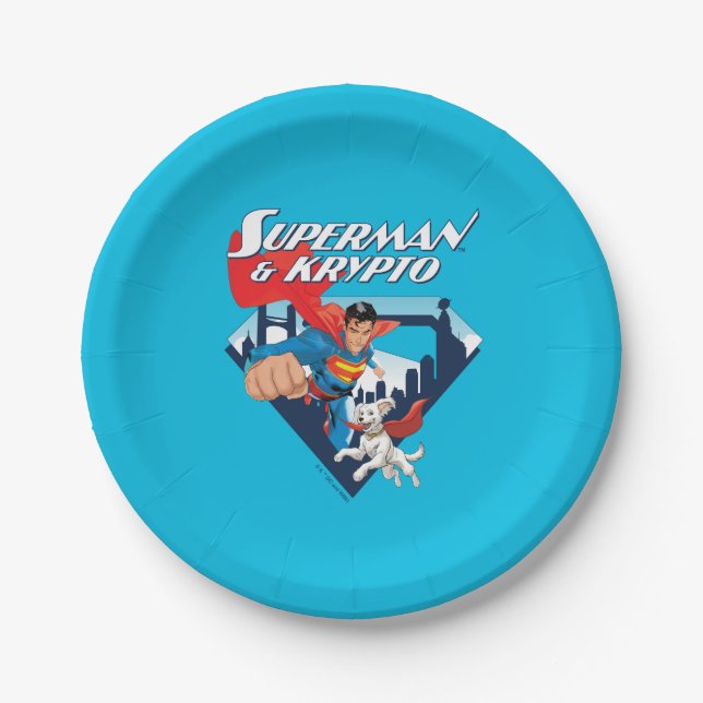 Prato De Papel Superman & Krypto Soar (Frente)