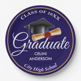 Prato De Papel Suprimentos de Festa de formatura Dourados, Pretos