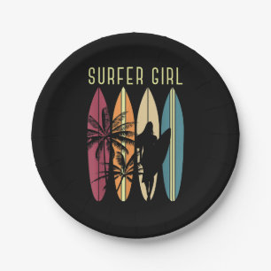 Prato De Papel Surfista Garota Surfboard Surfing Women Surf Oce