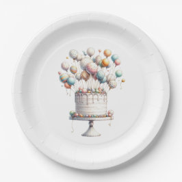 Prato De Papel Surrealista, Balões Bonitos e Branca de Bolo de An