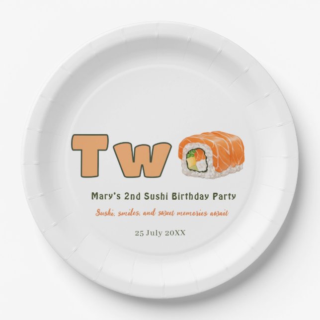 Prato De Papel  Sushi- 2nd Birthday (Frente)