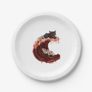 Prato De Papel Sushi Cat Dreams � Gatinho Quirky japonês de Comid