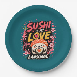 Prato De Papel Sushi É Minha Linguagem do Amor –Sushi Kawaii Fofo
