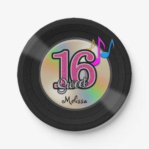Prato De Papel Sweet 16 Rock Music Party Personalizado