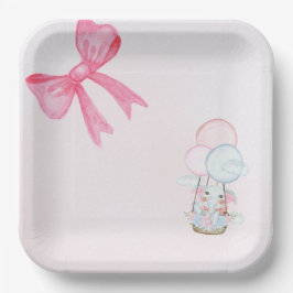 Prato De Papel Sweet Baby Elephant Balloon – Pastel Baby Shower 