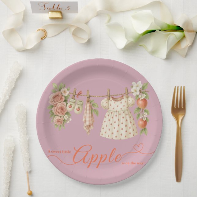Prato De Papel Sweet Little Apple Baby Shower | Fall Rustic Baby  (Casamento)