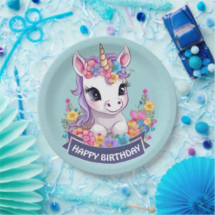 Prato De Papel Sweet Magical Baby Unicorn