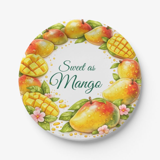 Prato De Papel Sweet Mango Tropical Fruit Paper Plates (Frente)