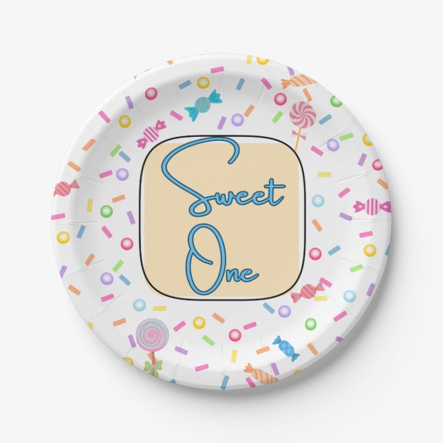 Prato De Papel Sweet One First Birthday Party Plates (Frente)