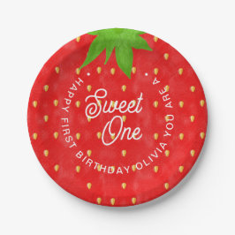 Prato De Papel Sweet One Strawberry Birthday