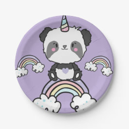 Prato De Papel Sweet Panda Unicorn Girls Floral Rainbows