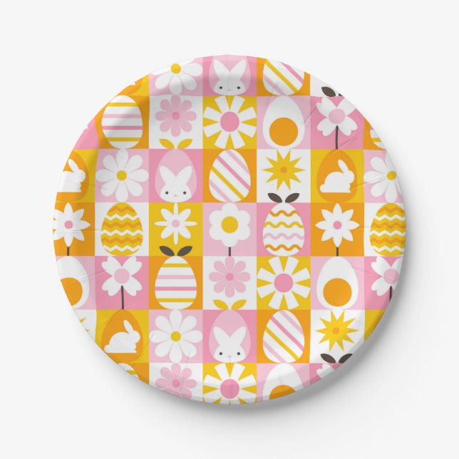 Prato De Papel Sweet Spring Easter Patchwork  (Frente)