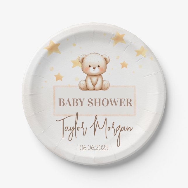 Prato De Papel Sweet Teddy Bear Baby Shower (Frente)