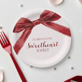 Prato De Papel Sweetheart Soiree Elegant Bow Valentines Day Party
