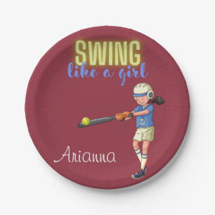 Prato De Papel Swing Como Uma Garota Softball