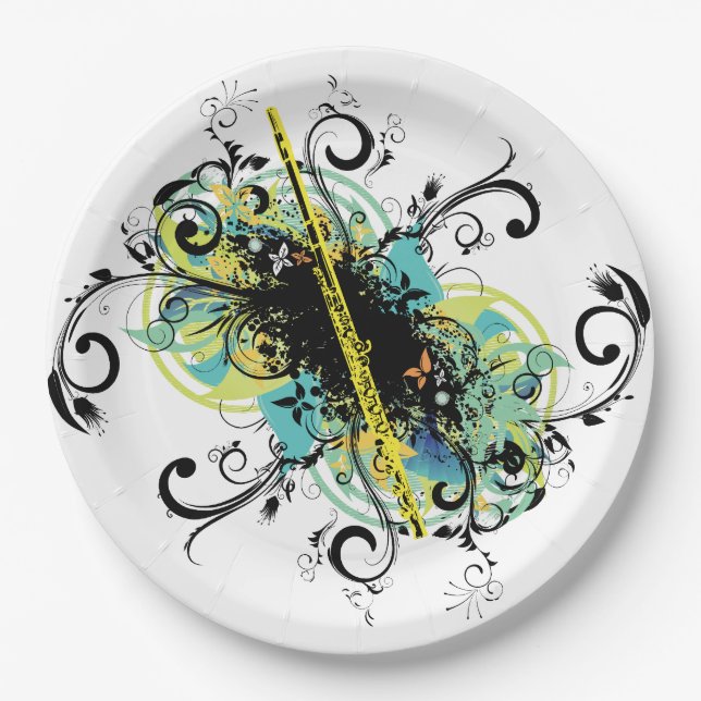 Prato De Papel Swirl Grunge Flute (Frente)