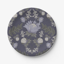 Prato De Papel Symmetrical dark purple floral pattern