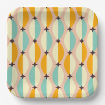 Symmetrical retro pattern with interlocking teal