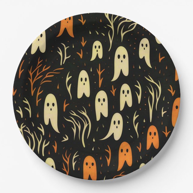 Prato De Papel Tableware Spooky para Partidos e Eventos (Frente)