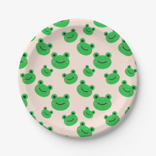 Prato De Papel Tabuleiro de sapos para crianças, Cute Green Toad
