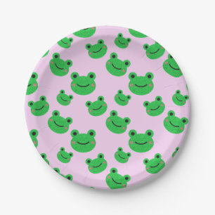 Prato De Papel Tabuleiro de sapos para crianças, Cute Green Toad