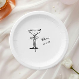 Prato De Papel Taça de Champanhe Brinde ao Aniversário Branco