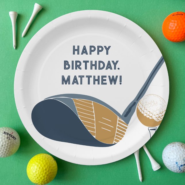 Prato De Papel Taca de Golfe e Bola de Golfe Personalizada Aniver (Criador carregado)