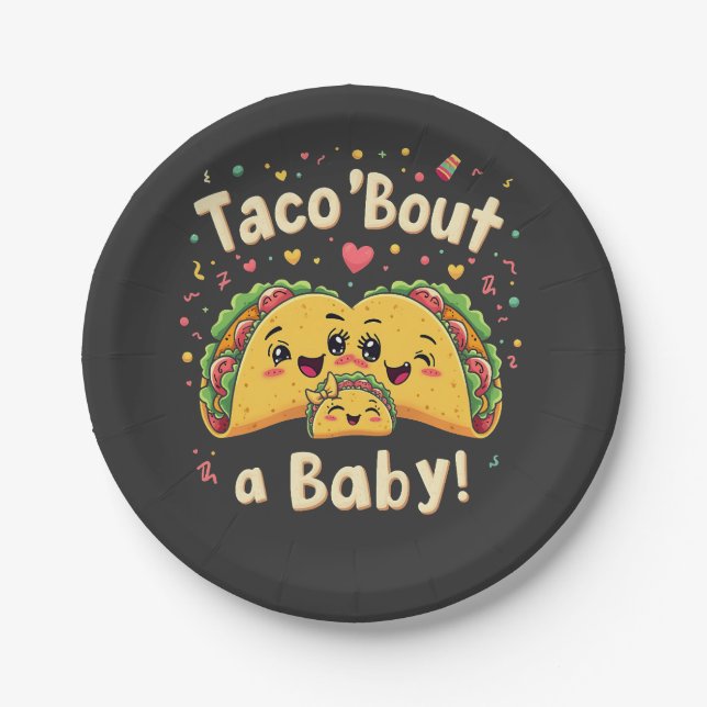 Prato De Papel Taco 'Bout a Baby Pregnancy Tao Cinco de Mayo' (Frente)