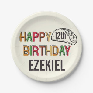 Prato De Papel Taco Feliz Aniversário Personalizado