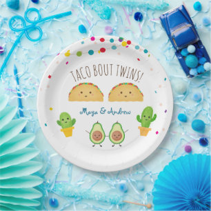 Prato De Papel Taco sobre Gêmeos!  Temático Fiesta Twin Baby Re