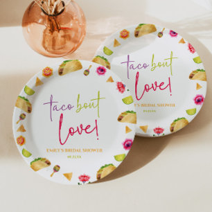 Prato De Papel Taco Sobre o Amor! Churrasco Chá de Noiva